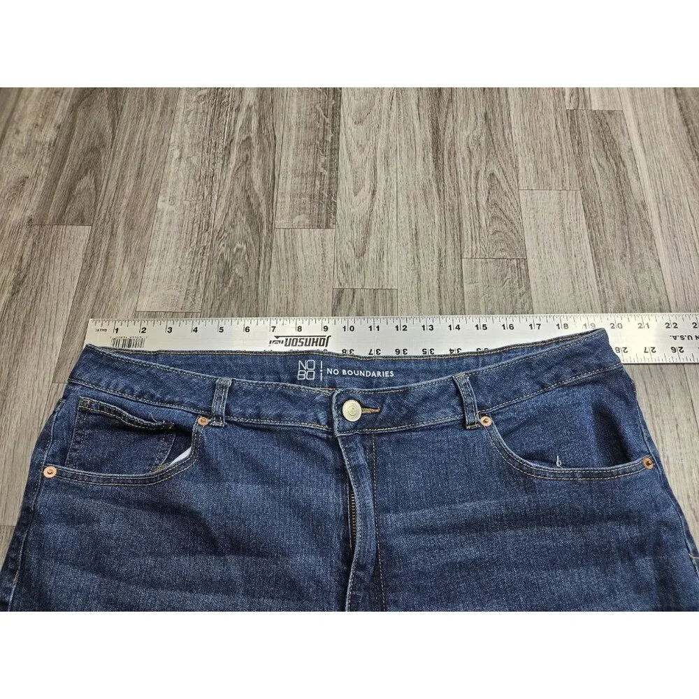 (3/$35) No Boundaries Juniors 21 Blue High Rise Straight Leg‎ Denim Stretch